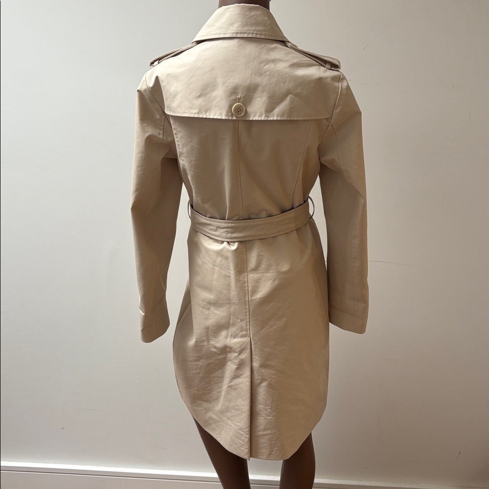 Danier Bretta trench coat long beige cream leather belt double breasted XXS - Picture 12 of 16
